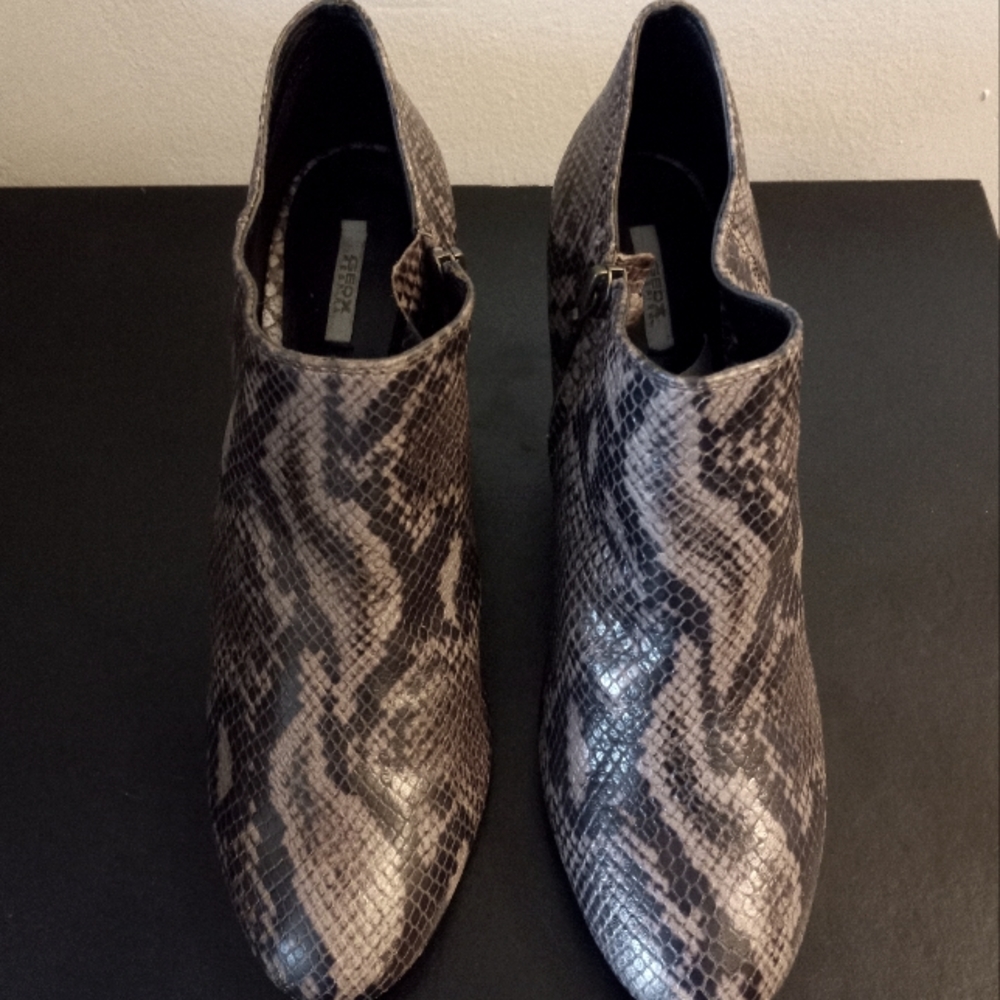 Geox Respira Leather Faux Snakeskin Bootie